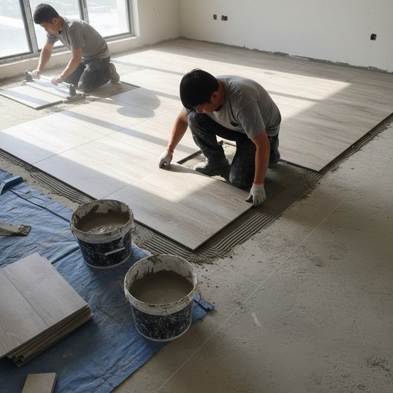 Slate Tile Floor Installation detail