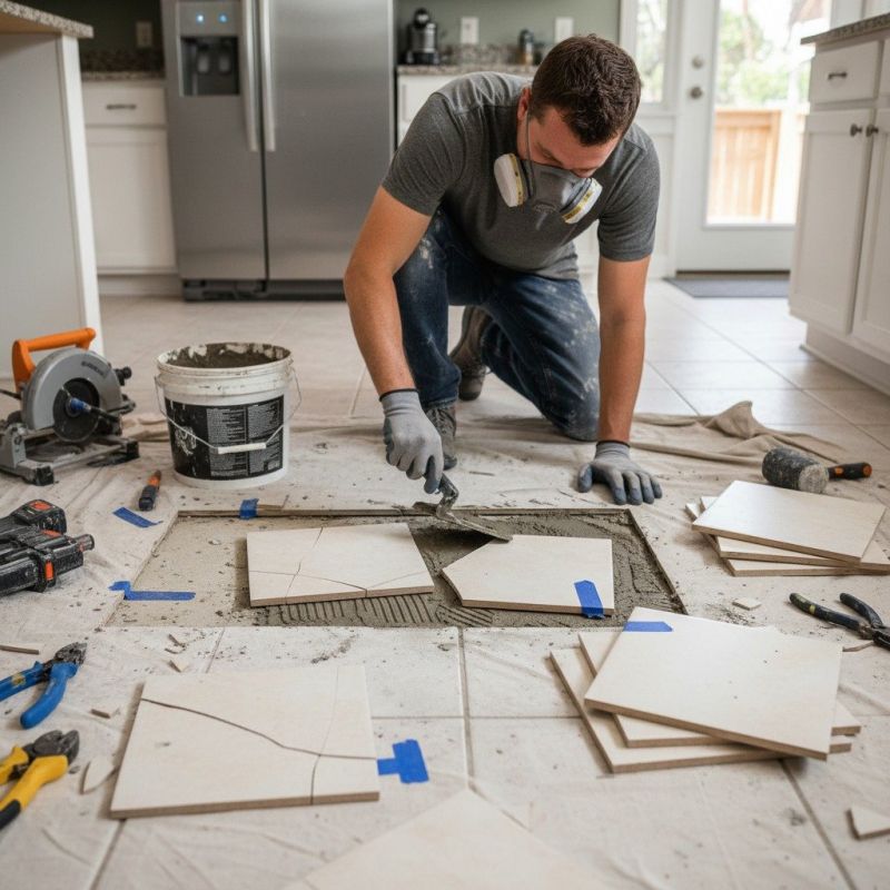 Slate Tile Floor Repair detail
