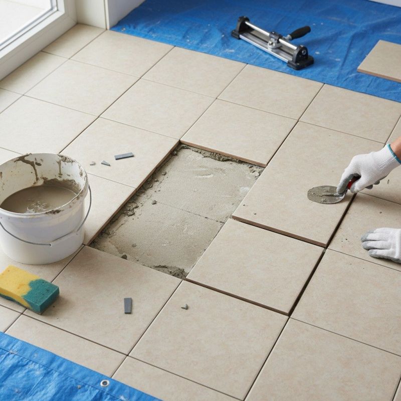 Slate Tile Floor Repair detail