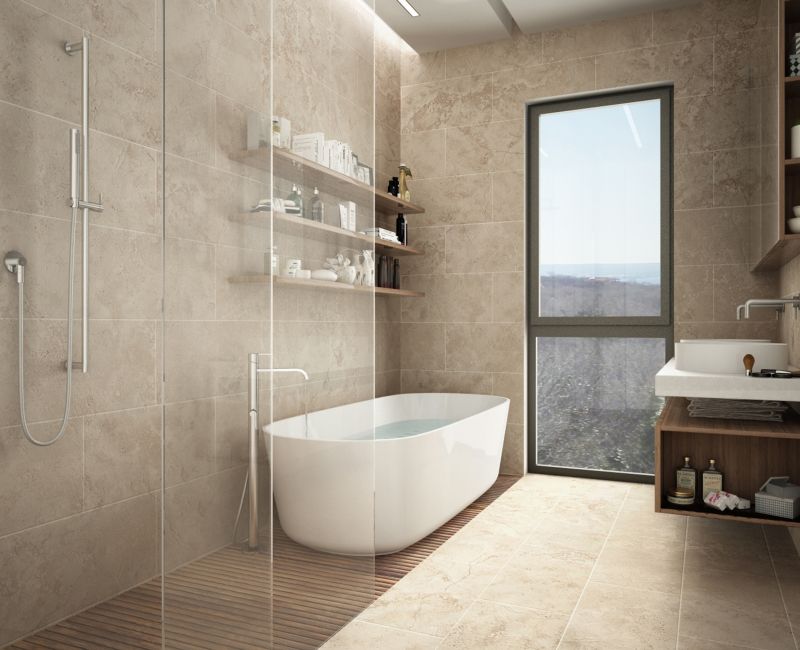 Travertine Floor Installation detail