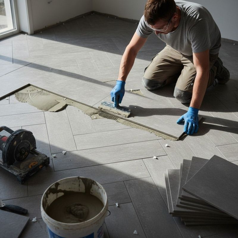 Travertine Floor Installation detail